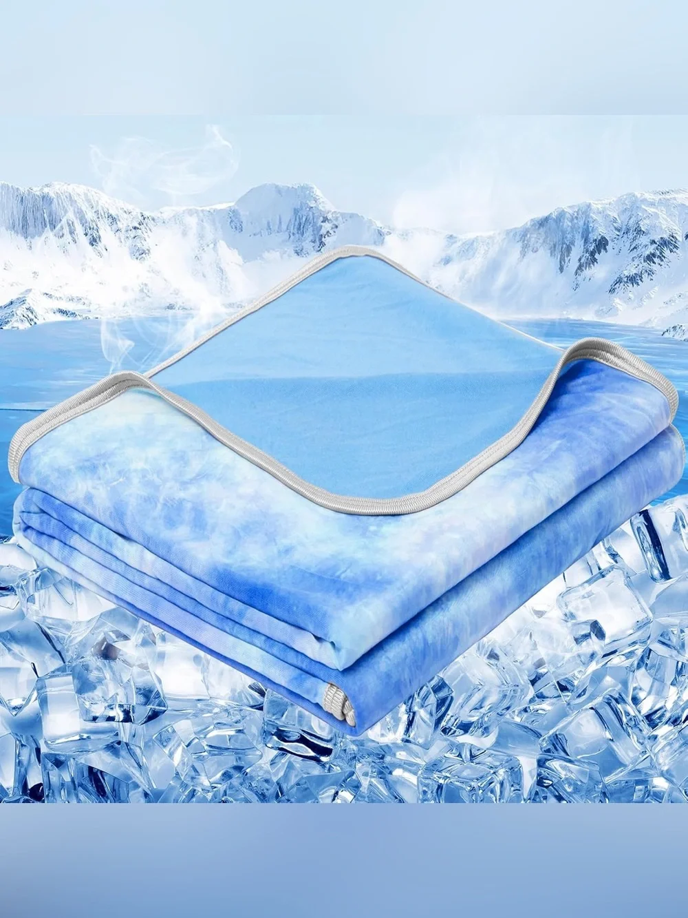 Throw Blanket Cooling Blue - Breathable Bed Topper Blanket